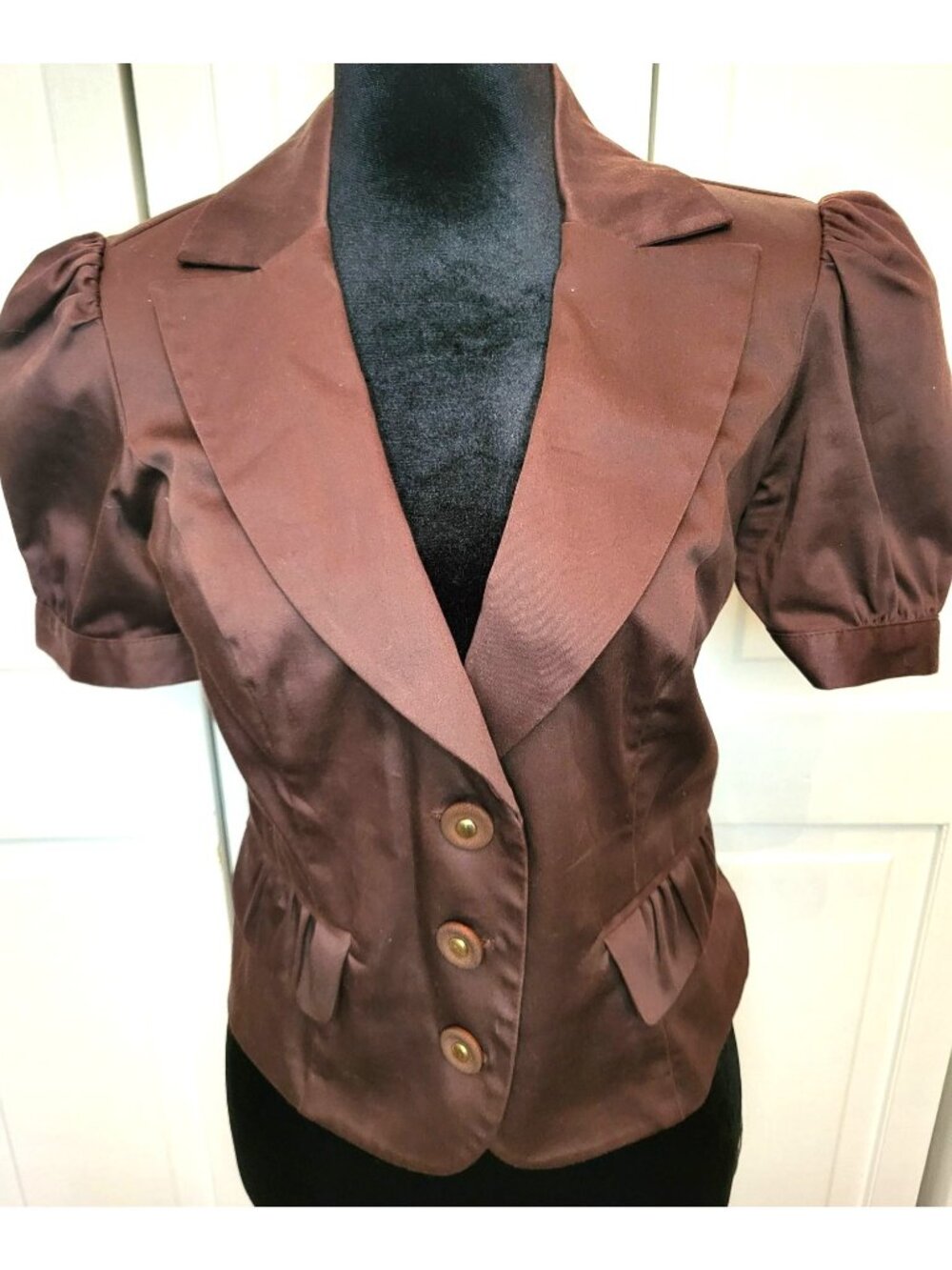 Miss Bisou Vintage Y2K Brown Fitted Blazer/Button Up Fitted M Stretch Preppy 00s